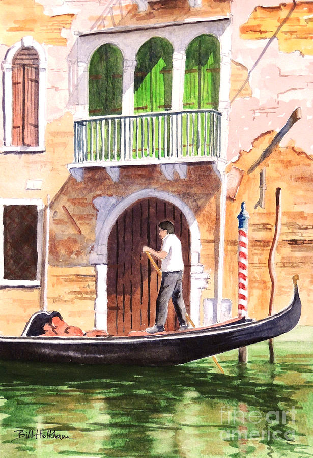 The Green Shutters - Venice Painting by Bill Holkham