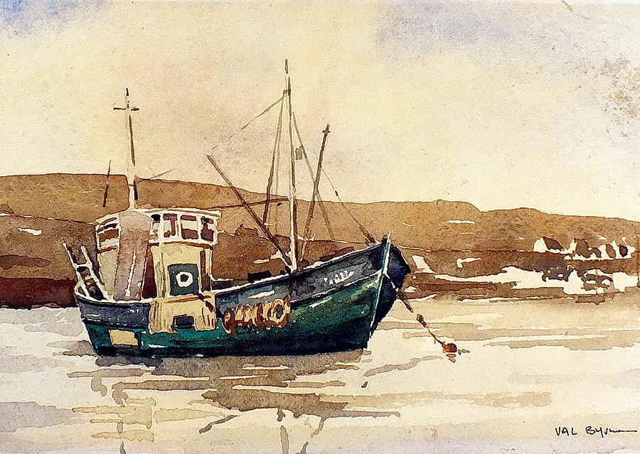 The Green Trawler Mixed Media by Val Byrne