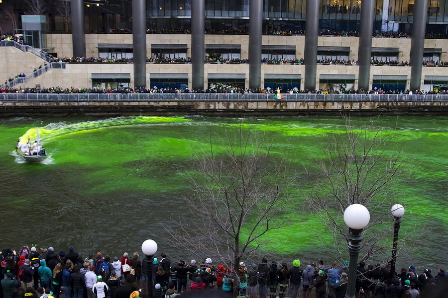 The greening of the Chicago River Photograph by Sven Brogren