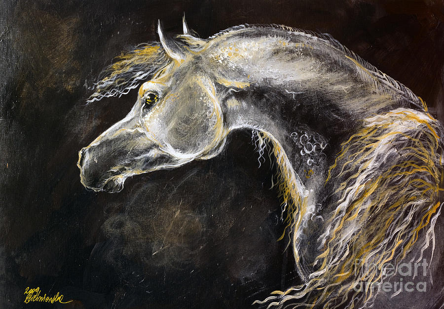 The Grey Arabian Horse 9 Painting by Ang El