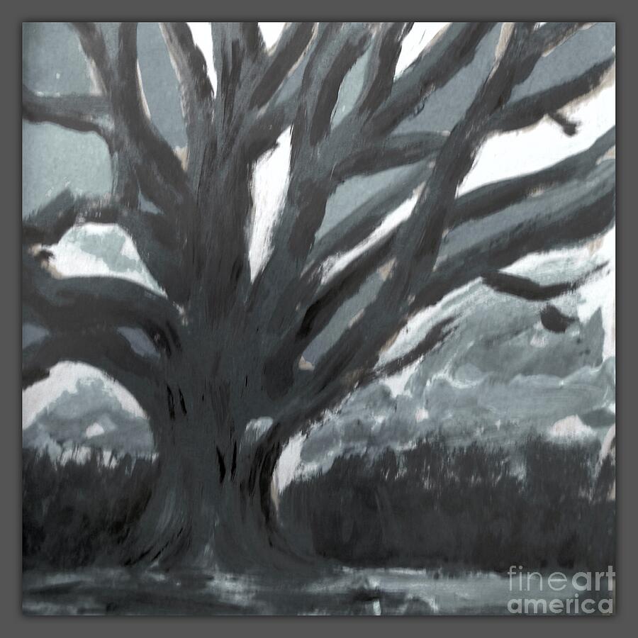 The Grey Tree Painting by Joan-Violet Stretch
