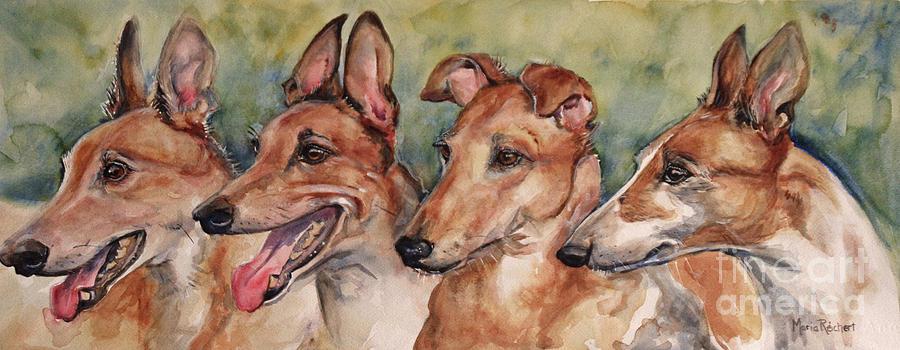 Pet Portraits Painting - The Greyhounds by Maria Reichert Pet Portraits Painting - The Greyhounds by Maria Reichert