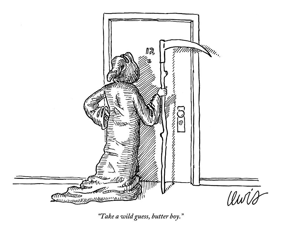 The Grim Reaper Knocks On An Apartment Door Drawing by Eric Lewis