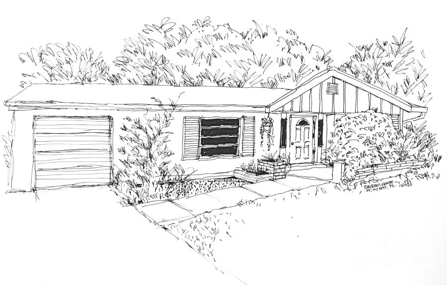 The Grodem Residence in Ft. Myers. Florida. Drawing by Robert Birkenes