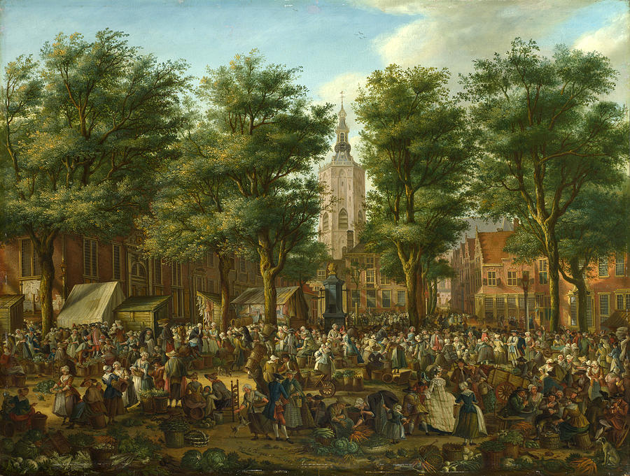 The Grote Markt at The Hague Painting by Paulus Constantijn La Fargue