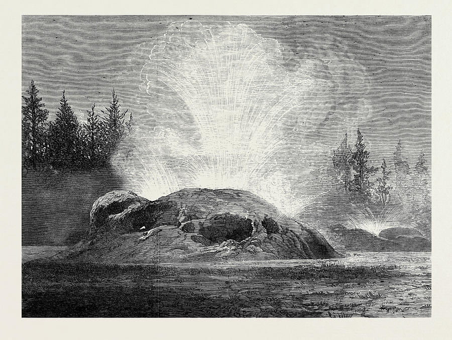 The Grotto Geyser Montana North America 1873 Drawing by English School