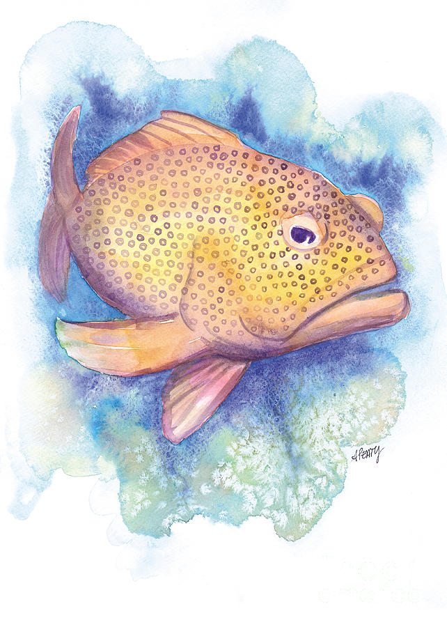 The Grumpy Grouper Painting by Audrey Peaty