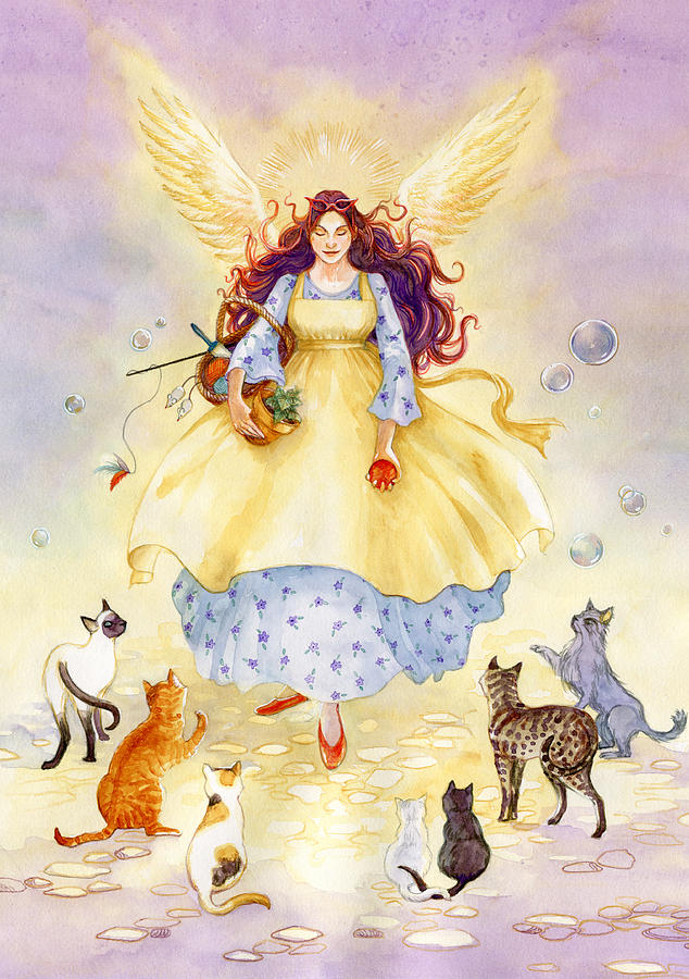 Mouse Painting - The Guardian Angel of Cats by Janet Chui