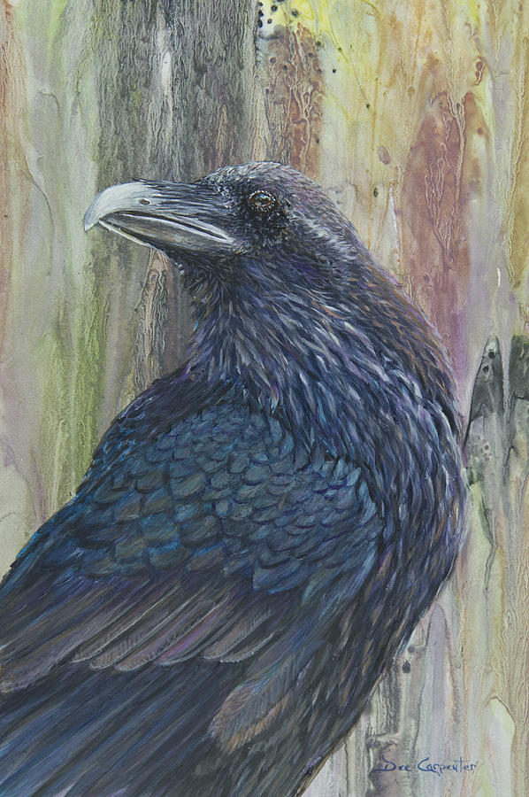Raven Painting - The Guardian by Dee Carpenter