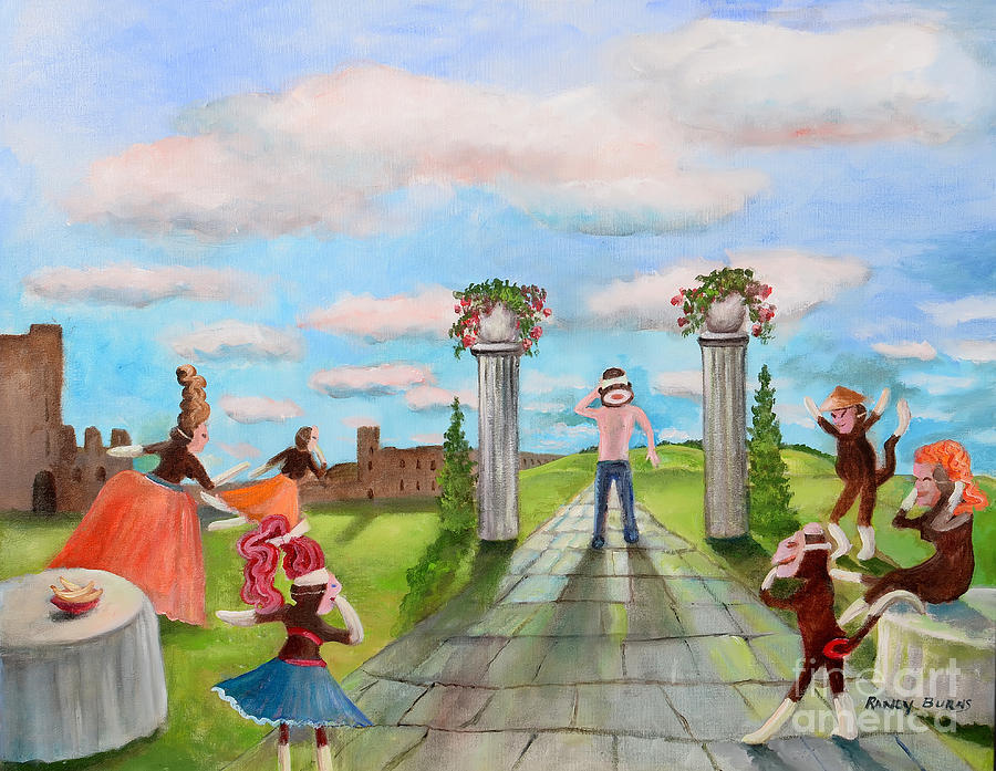 The Guest Arrives at the Masquerade on A Partly Cloudy Day Painting by Rand Burns