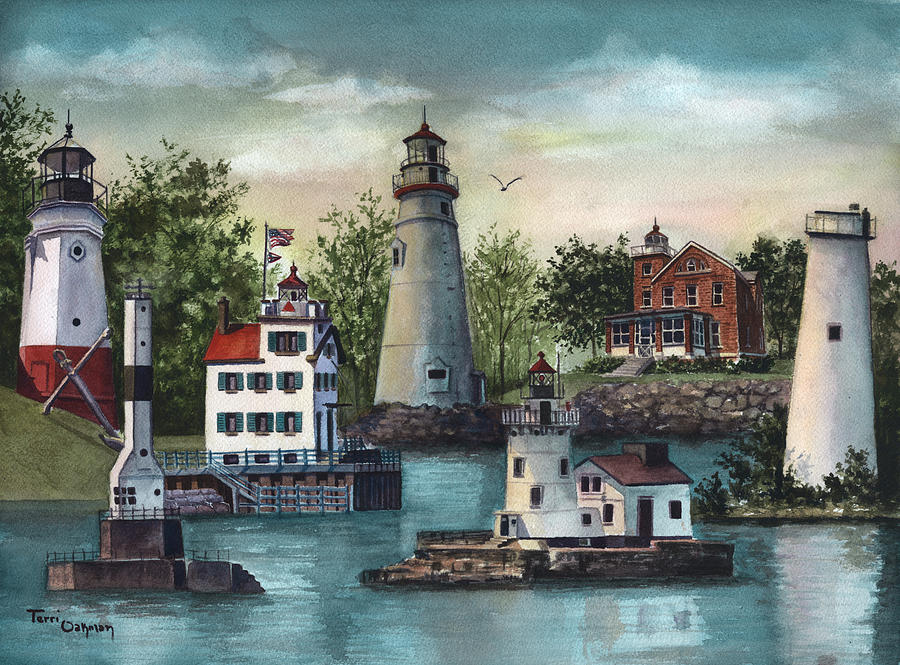 The Guiding Lights of Ohio Painting by Terri Meyer The Guiding Lights of Ohio Painting by Terri Meyer