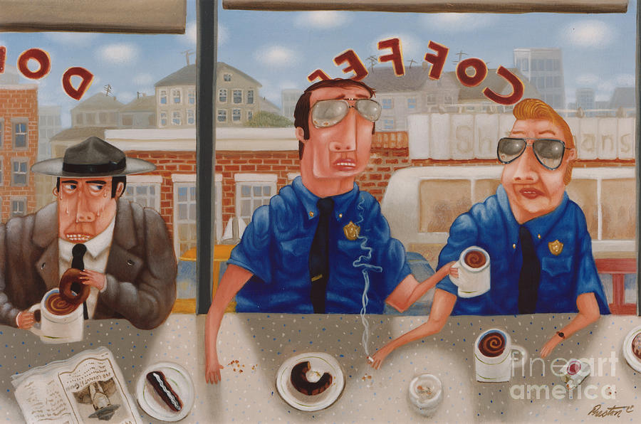 Donut Painting - The Guilty Guy 1993 by Lawrence Preston