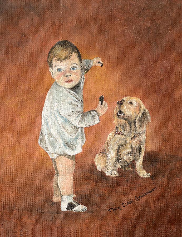 Dog Painting - The Guilty Ones by Mary Ellen Anderson