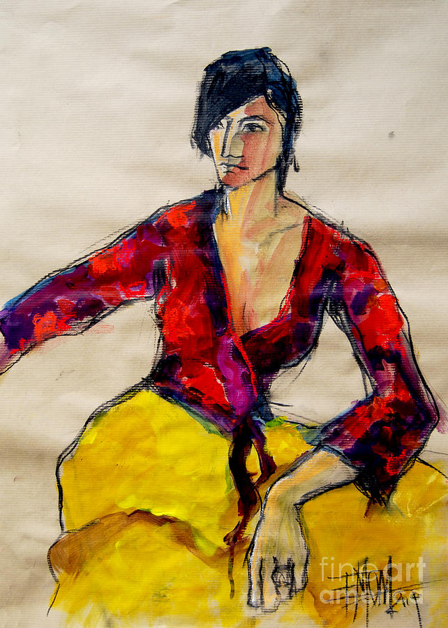 The gypsy - Pia #2 - figure series Painting by Mona Edulesco