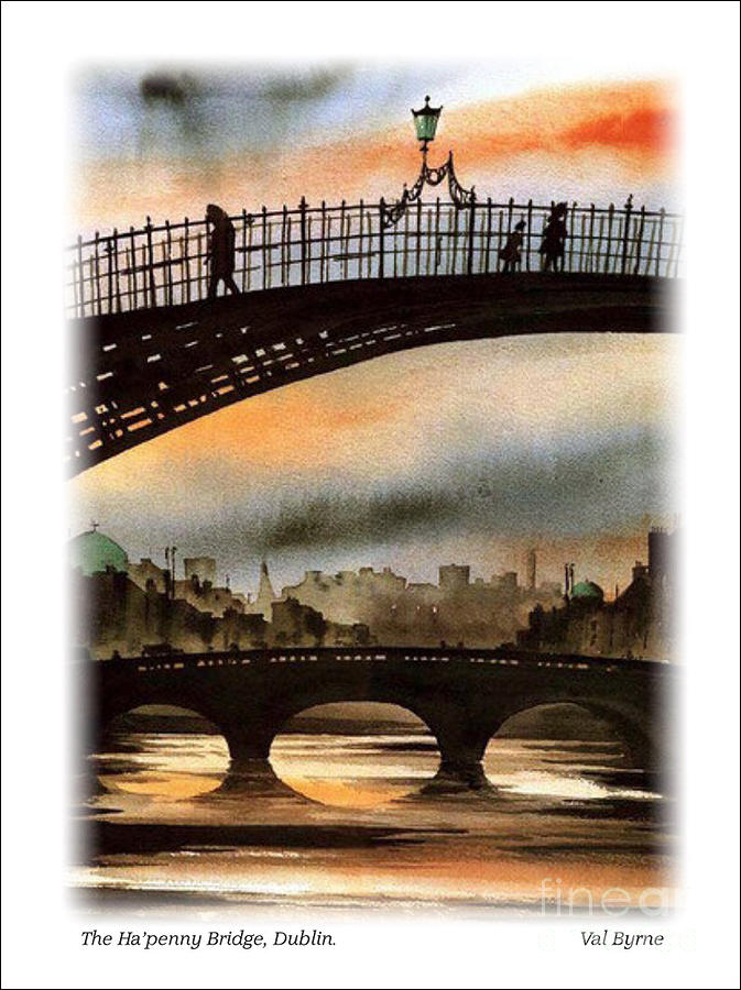 DUBLIN  The Ha Penney Bridge Painting by Val Byrne