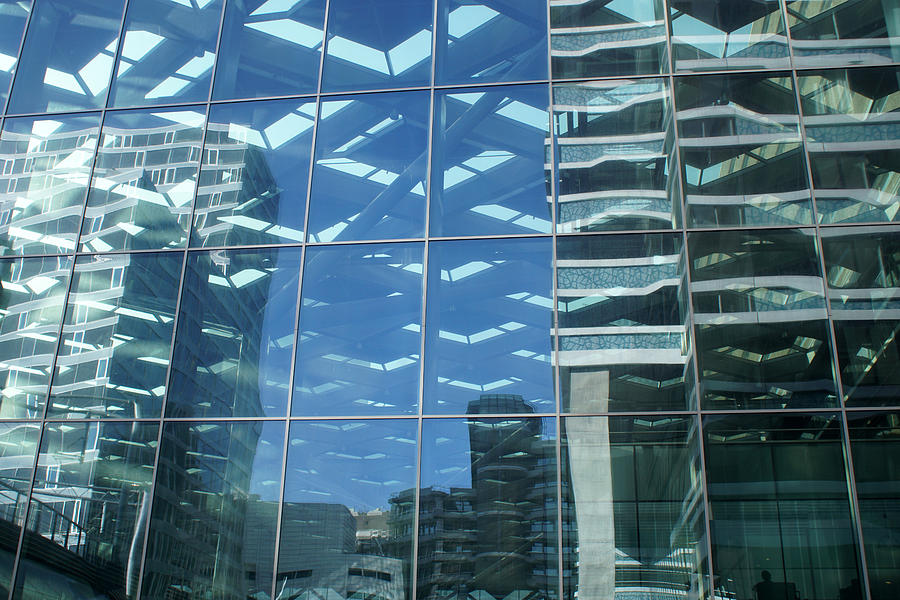 The Hague reflected in a glass wall Photograph by Jolly Van der Velden
