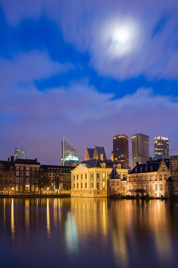 Architecture Photograph - The Hague Under The Moonlight by Mihai Lefter