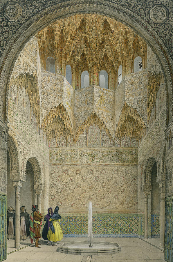 Fountain Drawing - The Hall Of The Abencerrages by Leon Auguste Asselineau