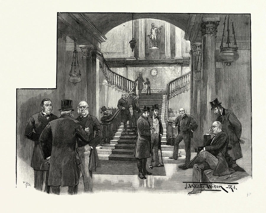 London Drawing - The Hall Of The Athenaeum Club, Pall Mall by English School