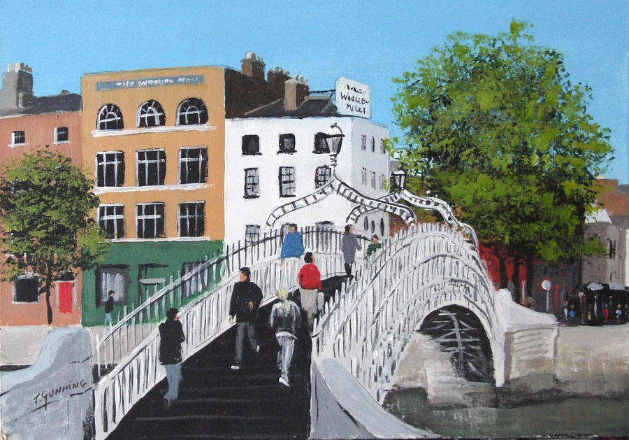 Architecture Painting - The Hapenny Bridge Dublin by Tony Gunning