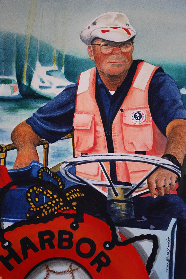 Boat Painting - The Harbor Master by Joy Bradley