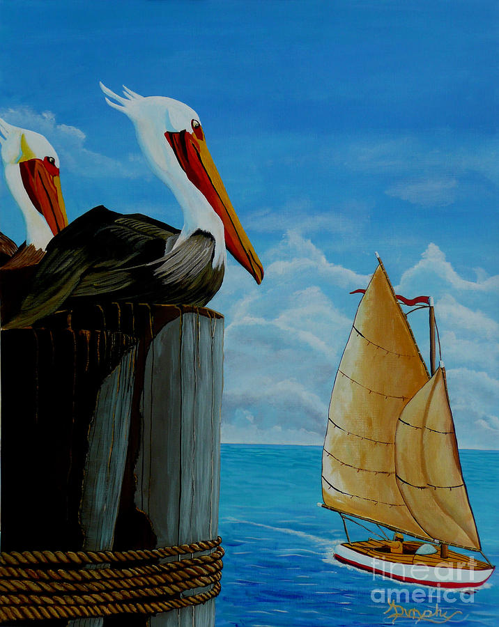 Pelican Painting - The Harbor Masters by Anthony Dunphy