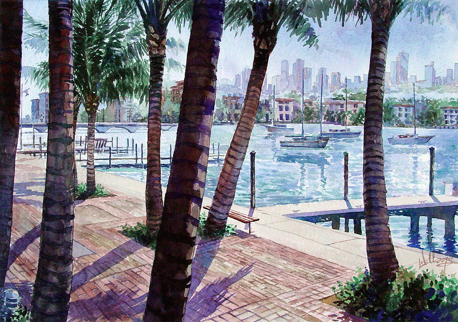The Harbor Palms Painting by Mick Williams