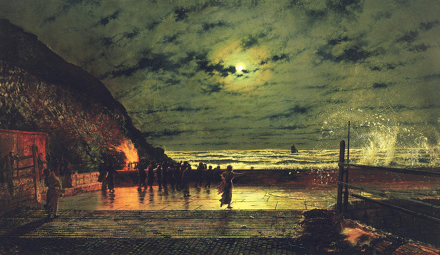 The Harbour Flare Painting by John Atkinson Grimshaw