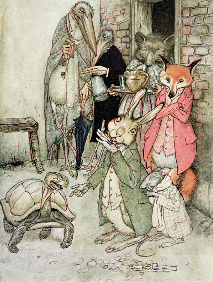 The Hare And The Tortoise, Illustration From Aesops Fables, Published By Heinemann, 1912 Colour Photograph by Arthur Rackham