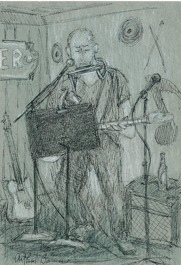 The Harp Player Drawing