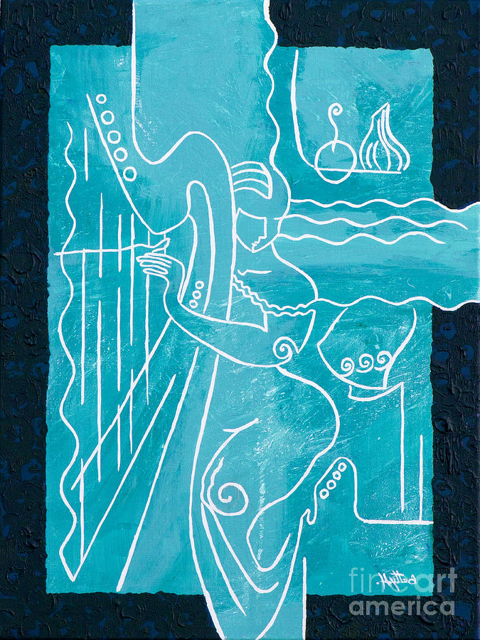 Greek Painting - The Harp Player by Elisabeta Hermann