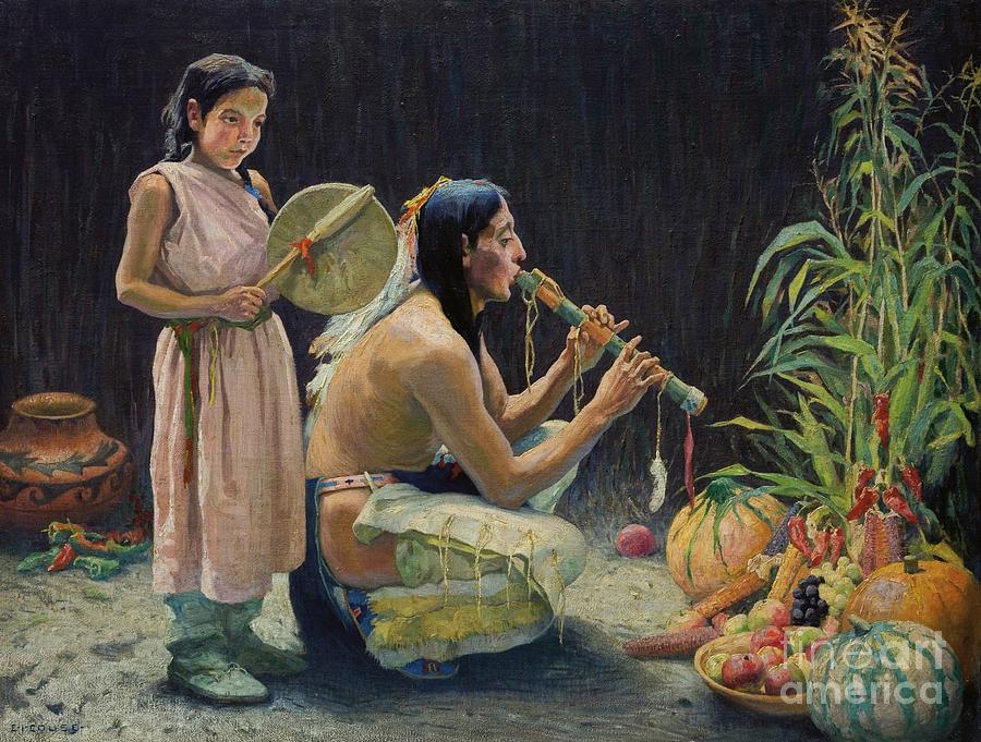 Eanger Irving Couse Painting - The Harvest Song by Celestial Images