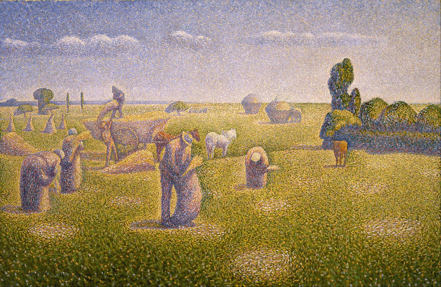 Charles Angrand Painting - The Harvesters  by Charles Angrand