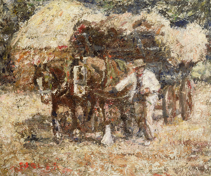 Horse Painting - The Hay Wagon by Harry Fidler