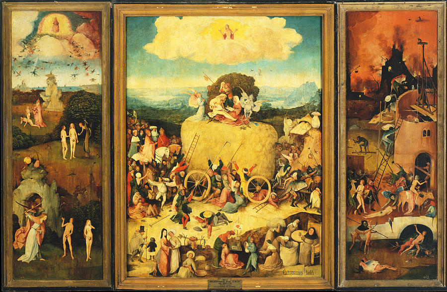 The Haywain Triptych Painting by Hieronymus Bosch