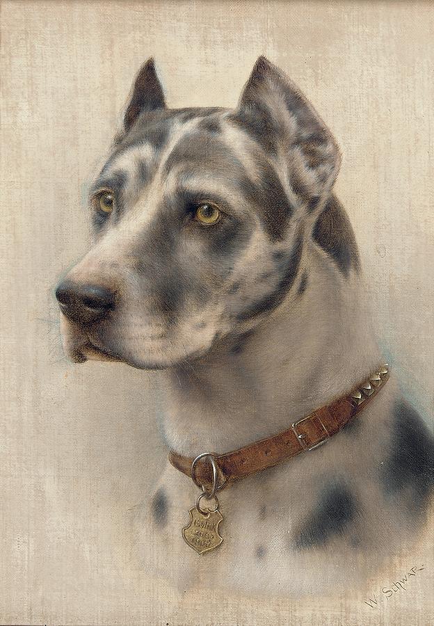 Dog Painting - The Head of a Doberman by Wilhelm Schwar