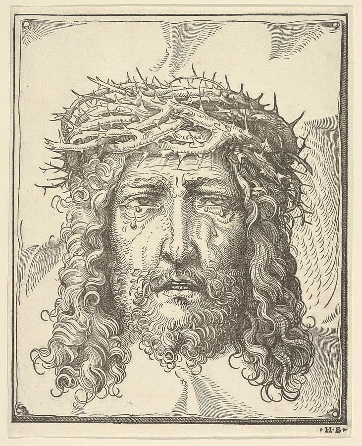 The Head Of Christ Crowned With Thorns Drawing by Hans Burgkmair - Fine ...