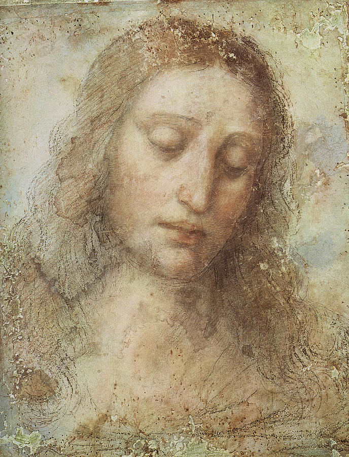 The Head Of Christ Digital Art by Leonardo da Vinci