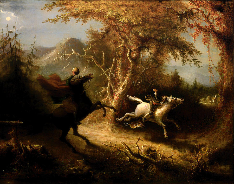 Vintage Painting - The Headless Horsemen Pursuing Ichabod Crane by Mountain Dreams