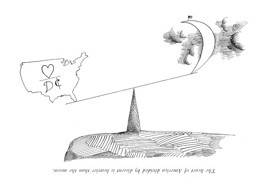The Heart Of America Divided By Dissent Drawing by Saul Steinberg