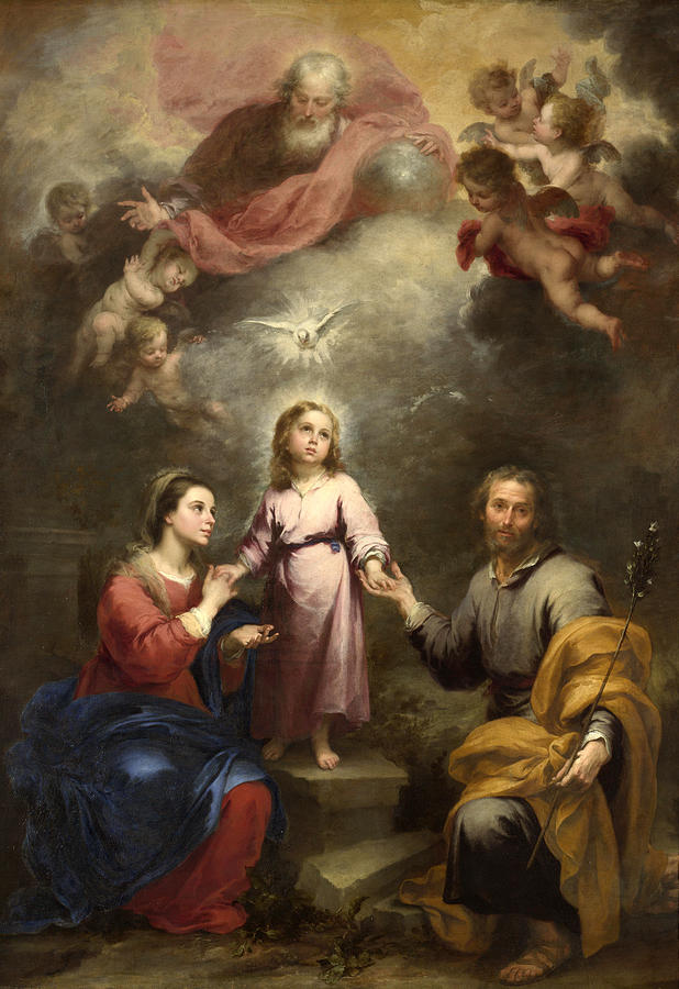 The Heavenly and Earthly Trinities Painting by Bartolome Esteban Murillo