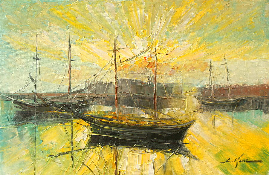 Impressionism Painting - The Heraklion Harbour by Luke Karcz