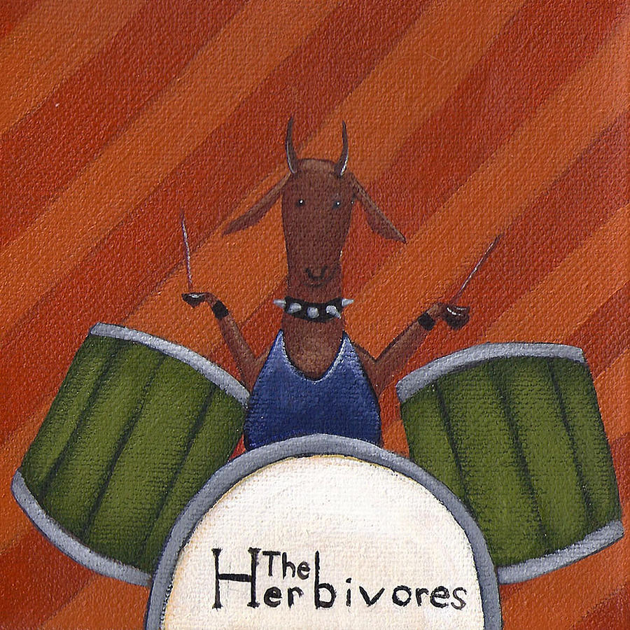 Drum Painting - The Herbivores by Christy Beckwith