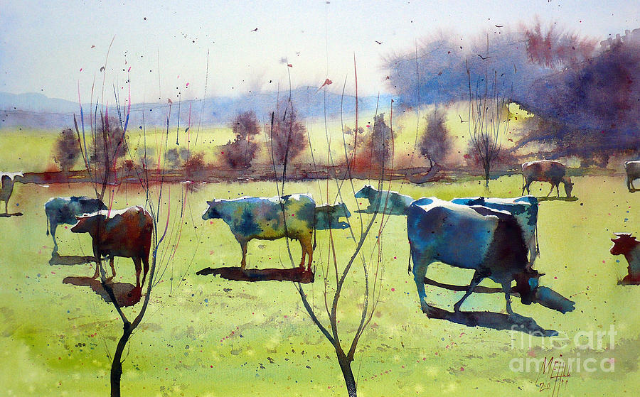 Nature Painting - The herd of Troverne by Andre MEHU