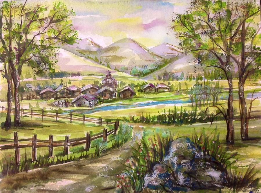 The hidden village Painting by Katerina Kovatcheva