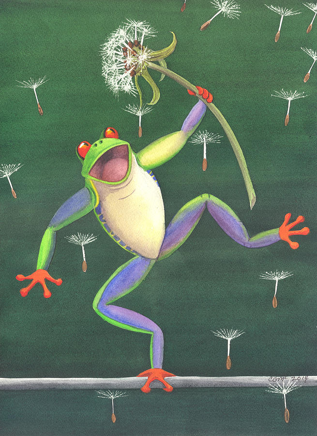 Frog Painting - The High Wire by Catherine G McElroy