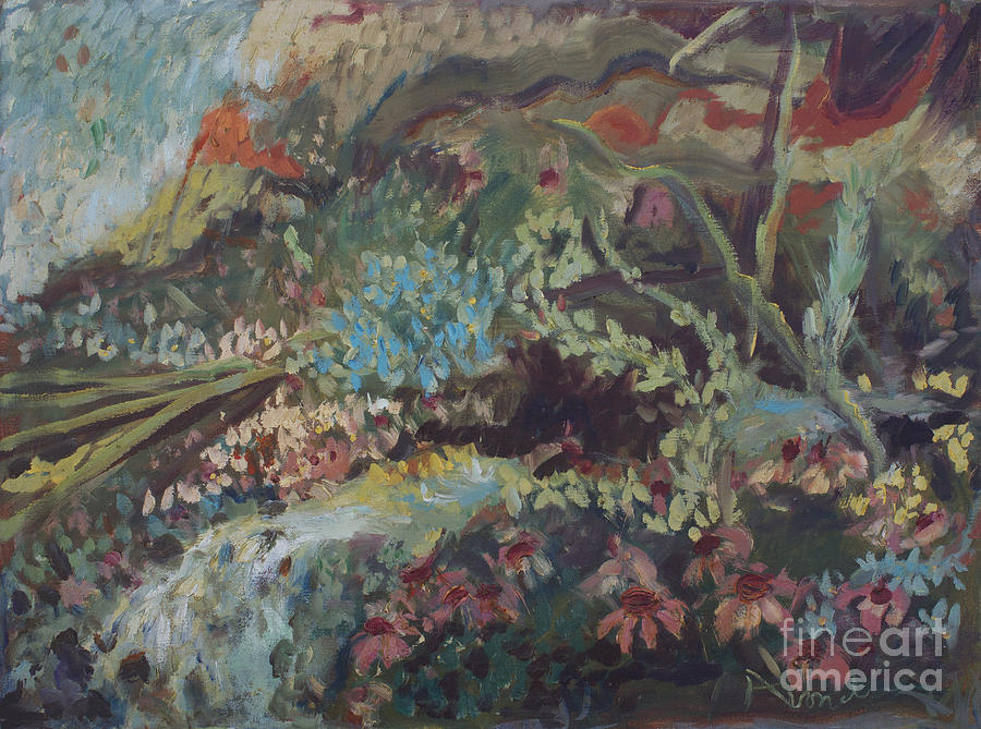 Flowers Painting - The Hillside Garden by Avonelle Kelsey