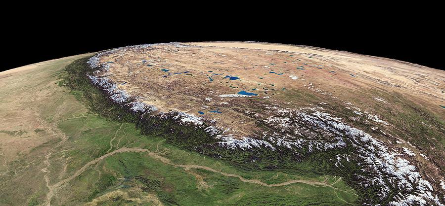 Mountain Photograph - The Himalayas, 3D artwork by Science Photo Library