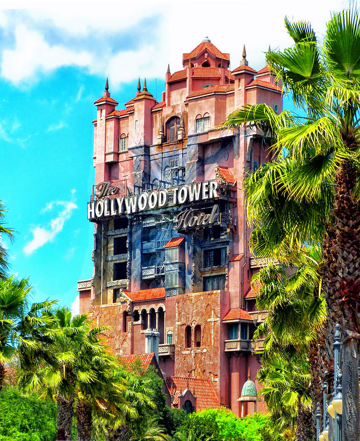 Sign Photograph - The Hollywood Tower Hotel Walt Disney World by Thomas Woolworth