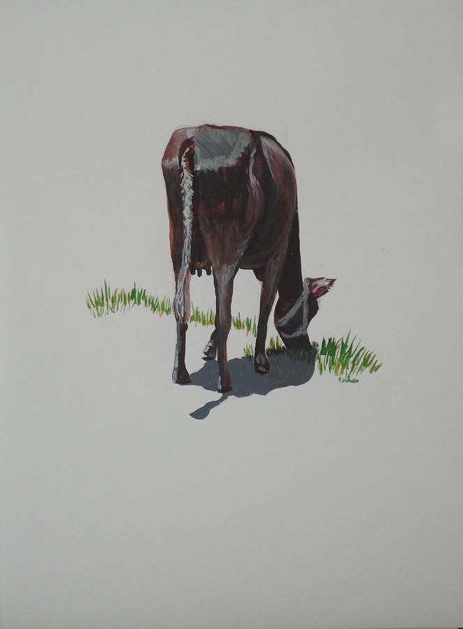 Cow Painting - The Holy Cow and dung 4 by Usha Shantharam